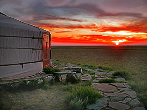 Mongolia sunrise in the Gobi Desert by Ron Gluckman